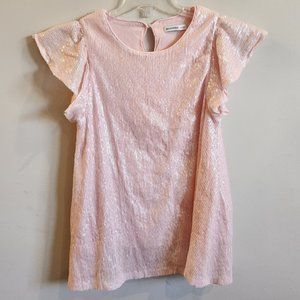 Sequin short sleeve dress pink 5Y